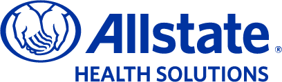 Allstate Health Solutions logo featuring two hands forming a protective shape above the company name in blue text.